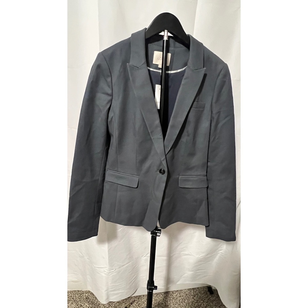 Ann Taylor LOFT Womens Slate Grey Single Button Blazer Jacket Size 4T New